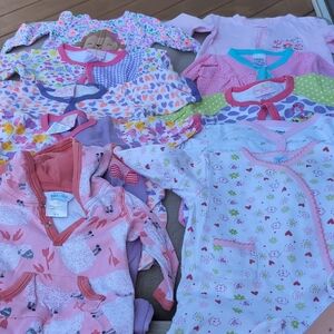 10 Baby Girl Pink and Purple Sleep Onesies Soft Cotton Pajamas